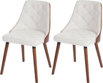 Hhg Set 2x sedie sala da pranzo soggiorno 414 53x50x82cm legno ecopelle bianco