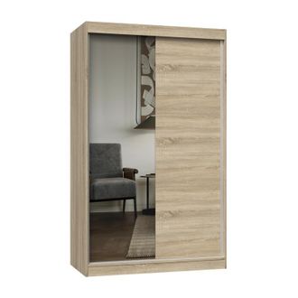 Hucoco Paolo - Armario Con 2 Puertas Correderas - 1 Espejo - L. 120 Cm - Dormitorio Vestidor Con 2 Puertas
