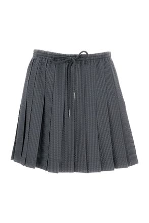 Thom Browne Pleated Mini Skirt with Seersucker Texture