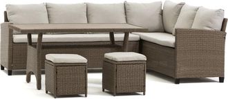 Siediti Fuori e Dentro Conjunto exterior en esquina con mesa de polirrat&aacute;n