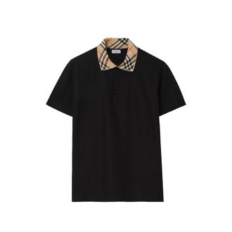 Burberry Check-collar Cotton Polo Shirt
