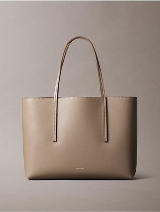 Calvin Klein Womens Foil Logo Small Tote Bag - Brown