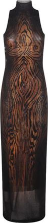 Jean Paul Gaultier Wood Grain Print Maxi Dress