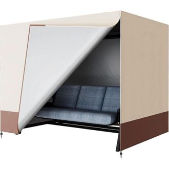 OEM Funda Beige Para Columpio De Jard&iacute;n De 3 Plazas, 220 X 125 X 170 Cm. Cremallera Impermeable. Tafet&aacute;n De Poli&eacute;ster 190t Plateado. Resistente Al Polvo, 