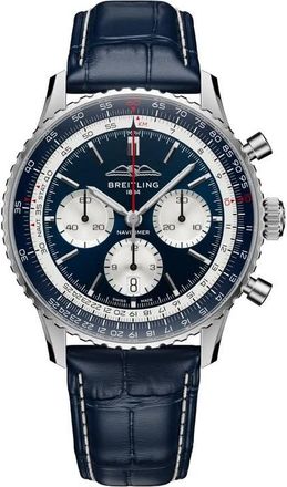 Breitling Navitimer Chronograph Automatic Chronometer Blue Dial Mens Watch AB01389C1C1P1