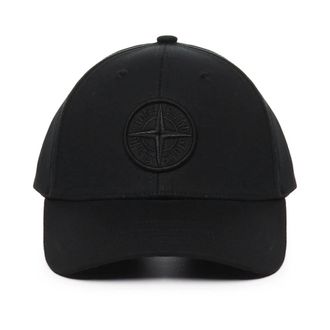 Stone Island Geborduurde Logo Pet - Heren - Petten - Zwart - ONE Size - Katoen - Accessoires