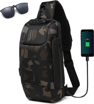 Generic Anti Theft Crossbody Bag, Waterproof Chest Daypack with USB Charging Port, Versatile Satchel with Adjustable Strap for Men