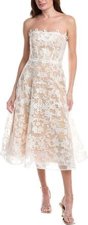 Marchesa Strapless Corded Midi Dress