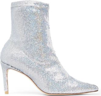 Stuart Weitzman Sequin Stretch Bootie - Dames - Laarzen met Hak - Blauw - 36 1/2 EU - Schoenen