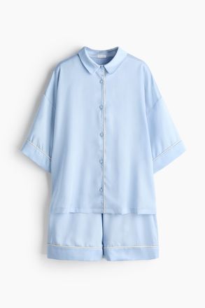 H&M Satinpyjama - Hellblau