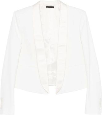 Tom Ford Blazers, female, White, Size: S Single-Breasted Shawl Lapel Cropped Tuxedo Jacket