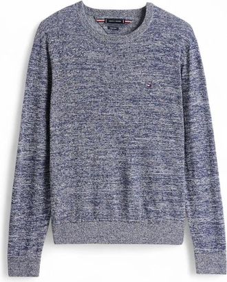 Tommy Hilfiger Linnenmix trui met ronde hals - Heren - Ronde hals truien - Blauw - L - Linnen - Truien & Vesten