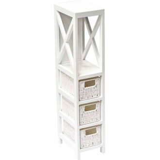 Tendance Mueble Mdf Blanco 1 Estante 3 Cestas Papel Trenzado - Blanco Tendance