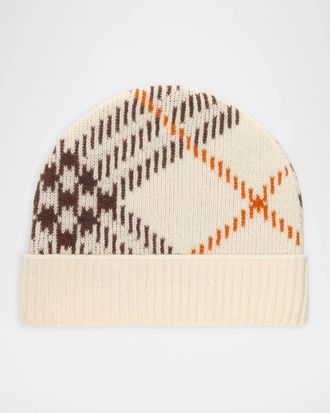 Burberry Men & apos;s Check Cashmere-Blend Beanie