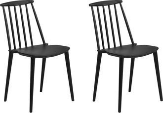Beliani Beliani - Conjunto De 2 Sillas De Comedor Negras De Material Sint&eacute;tico Respaldo De Listones Dise&ntilde;o Tradicional Sin Reposabrazos Ventnor