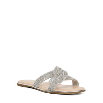 Dune London Womens Ladies Lavenham - Diamante Flat Heel Sandals - Silver - Size UK 5