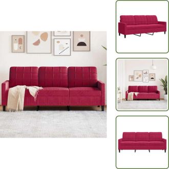 vidaXL Divano con sedile morbido - vidaXL Divano a 3 Posti Rosso Vino 180 cm in Velluto - Divano moderno