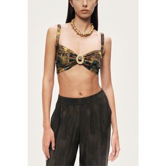 Nocturne Printed Ring Detail Crop Top in Multi-Colored at Nordstrom, Size X-Small Eu