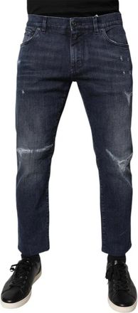 Dolce & Gabbana Skinny denim jeans met logo - Heren - Slim Fit Jeans - Blauw - L - Denim - Jeans