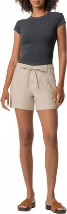 Kut from the Kloth Katie High Rise Drawstring Linen Short In Sand