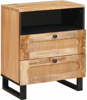 vidaXL Armario De Noche Natural 50 X 33 X 62 Cm Madera De Mango Maciza Vidaxl