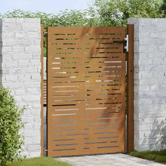 Berkfield Home Beautiful Garden Gate 105x130 cm Corten Steel Square Design in Brown