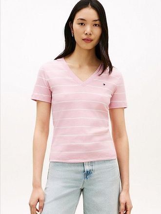 Tommy Hilfiger Flag Embroidery V-Neck Slim T-Shirt