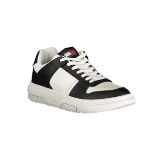 Tommy Hilfiger Leather and Polyester Colorblock Sneaker - Black