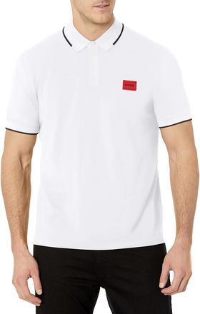 HUGO BOSS Hugo Mens Deresino232 Square Logo Polo Shirt, White