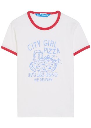 Mother The Lil Goodie Ringer Printed Cotton T-shirt - White - S (UK8-10 / S)