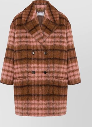 Moschino double-breasted plaid coat notched lapels