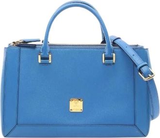 MCM Pre-owned Handbags, female, Blue, Size: ONE SIZE Pre-owned Leather 2way Handbag
