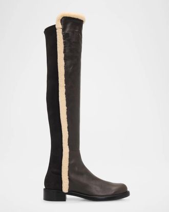 Stuart Weitzman 5050 Cozy Gisele Faux-Shearling Leather Over-the-Knee Boots