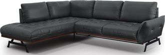 CXL by Christian Lacroix 5-Sitzer Echtleder Designer Ecksofa Olivier mit Bettfunktion, Blaugrau