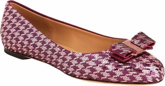 Ferragamo Varina Houndstooth Sequin Bow Ballet Flat Size 41