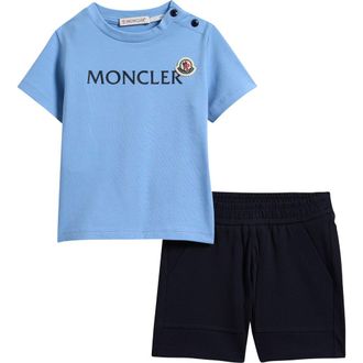 Moncler Kids T-Shirt & Shorts Set in Blue at Nordstrom, Size 12-18M