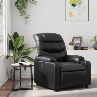 vidaXL Sill&oacute;n Reclinable De Cuero Sint&eacute;tico Negro Vidaxl