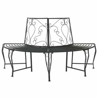 vidaXL Banco De &Aacute;rbol 4-n&uacute;mero De Plazas 160 X 80 X 89 Cm Acero Negro Vidaxl