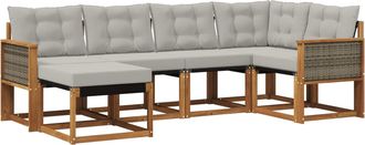 vidaXL Conjunto De Sof&aacute;s De Exterior 6 Uds. Natural Y Gris Claro Vidaxl