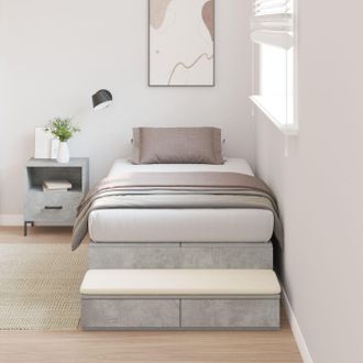 Berkfield Home Storage Bed Frame Concrete Grey 90x200 cm