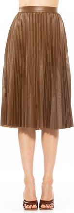 Alexia Admor Luca High Waist Pleated Faux Leather Skirt in Brown at Nordstrom Rack, Size X-Small