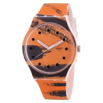 Swatch Barns-Grahams Orange And Red On Pink Quartz Watch SUOZ362