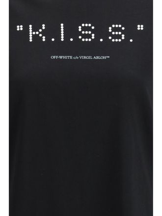 Off-white Womens T-Shirt Kiss Quote Black-White Cotton T-Shirts & Jerseys Black/white