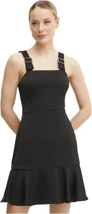 A|X Armani Exchange Jurk met gespbandjes en uitlopende rok - Dames - Korte kleedjes - Zwart - M - Polyester - Kleedjes
