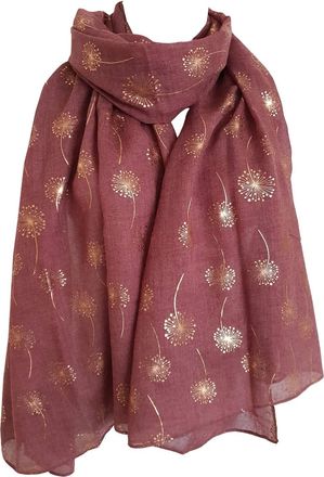 GlamLondon Dandelion Scarf Glitter Dandelions Flower Print Fashion Ladies Womens Classy Party Wrap (AZ4 - Rust)(Size: L)