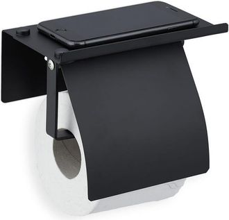 OEM Portarrollos De Papel Higi&eacute;nico Con Mini Estante, Soporte De Pared Para Inodoro, Requiere Perforaci&oacute;n, Acero Inoxidable, Negro