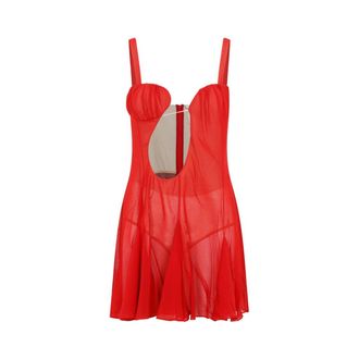 Nensi Dojaka Red Silk Panel Godet Mini Dress