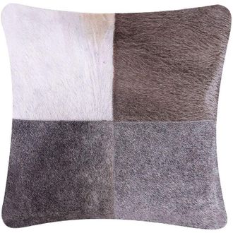 Beliani Beliani - Cowhide Leather Square Decorative Scatter Pillow Grey Cushion 45 x 45 cm Nellad