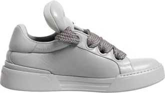 Dolce & Gabbana White Leather Gray Laces Low Top Sneakers Mens Shoes (Pre-Owned)