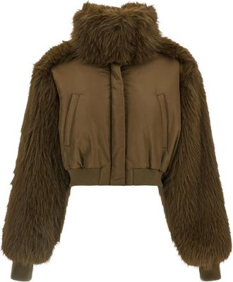 Fabiana Filippi Jassen, Dames, Groen, S, Wol, Cropped Jacket